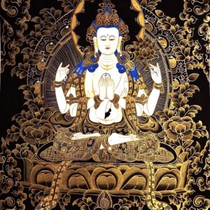 Tibetan Thang-ka of Four-Armed Avalokiteshvara