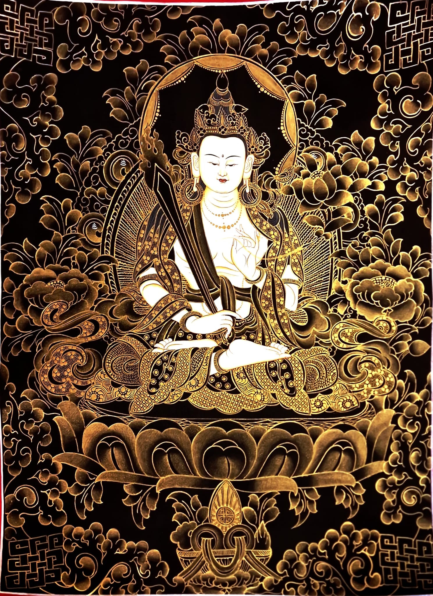 Tibetan Thangka of Manjushri Bodhisattva