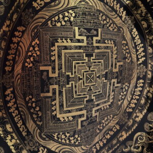 🧘‍♀️ Timeless Wisdom | 54cm Black & Gold Thangka for Purifying Energy